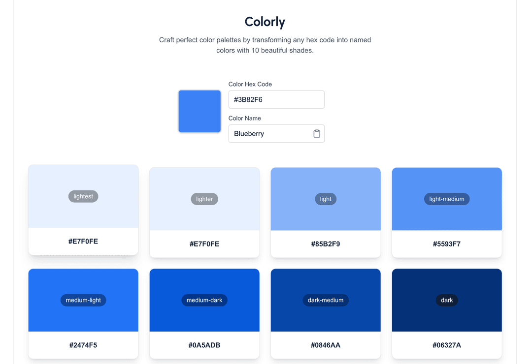 Colorly home page screenshot